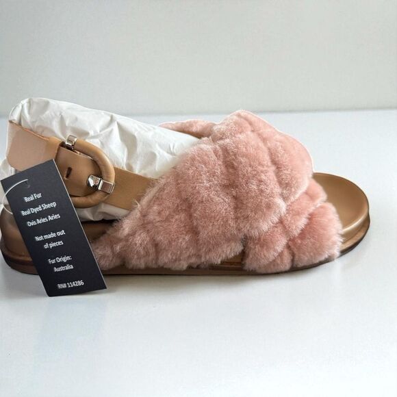 NWT in Box Aquatalia Ireena Shealing/Calf Fur Slippers with Dust Bag Size 8M - Picture 1 of 8